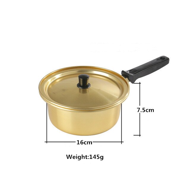 Koreaanse Ramen Noodles Pot Aluminium Soeppan Met Deksel Noedels Melk Ei Soep Kookpot Snelle Verwarming Voor Keuken Kookgerei: 16cm with handle