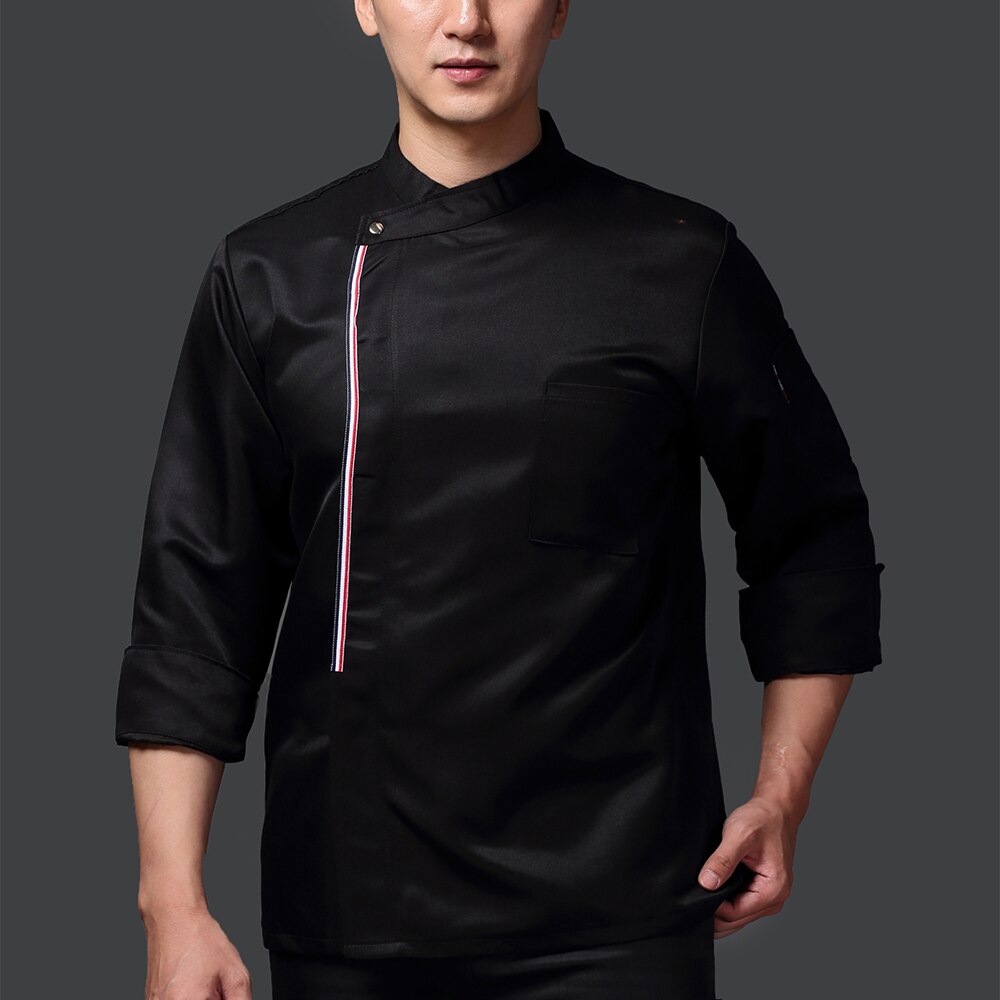 Hoog ademende unisex casual koksjas met verborgen gesp, keuken, catering, restaurant, service, werkuniform: Zwart kokspak / 4xl