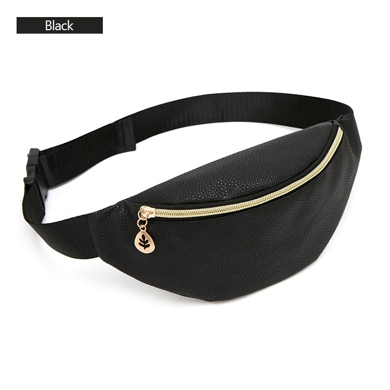 AIREEBAY Casual Frauen Taille Tasche Fanny Packs Retro Stil Mädchen Gürtel Tasche Neue Kleine Leder Brust Reise pouchs: 4197black