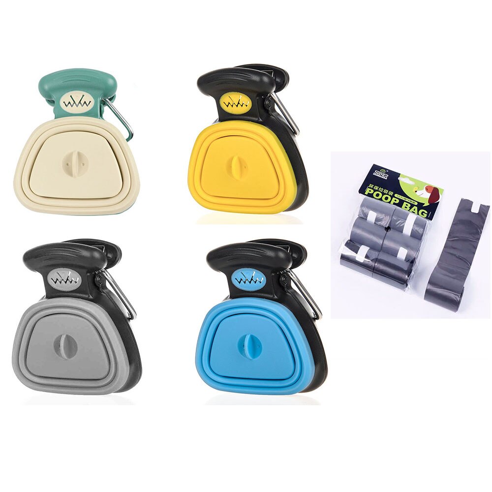 Portable Pooper Scooper, Expandable Dog Pooper Scooper with Carabiner Poop Scooper for Dogs with Dog Poop Scoop Waste Bag Refill: random and Bag