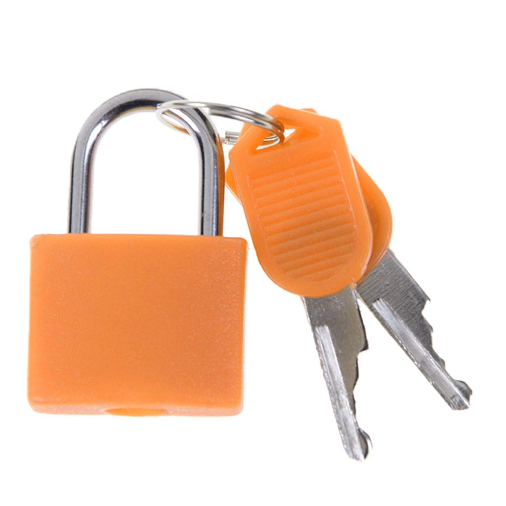 Mini Small Strong Steel Padlock Travel Tiny Suitcase Lock with 2 Keys: Orange