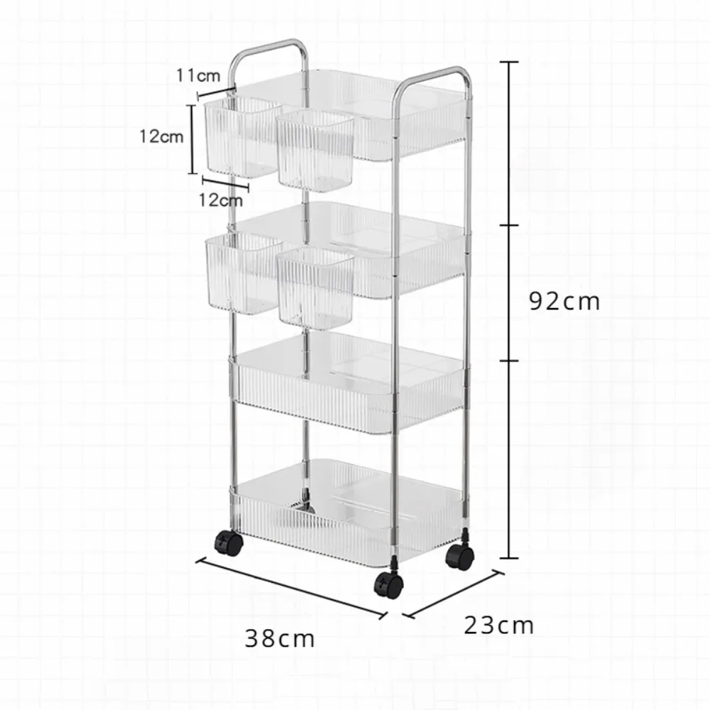 Transparant Trolley Opbergrek Met Meerdere Niveaus Rollende Trolley Snack Opbergrek Verwijderbare Hangende Mand Organizer Voor Badkamer