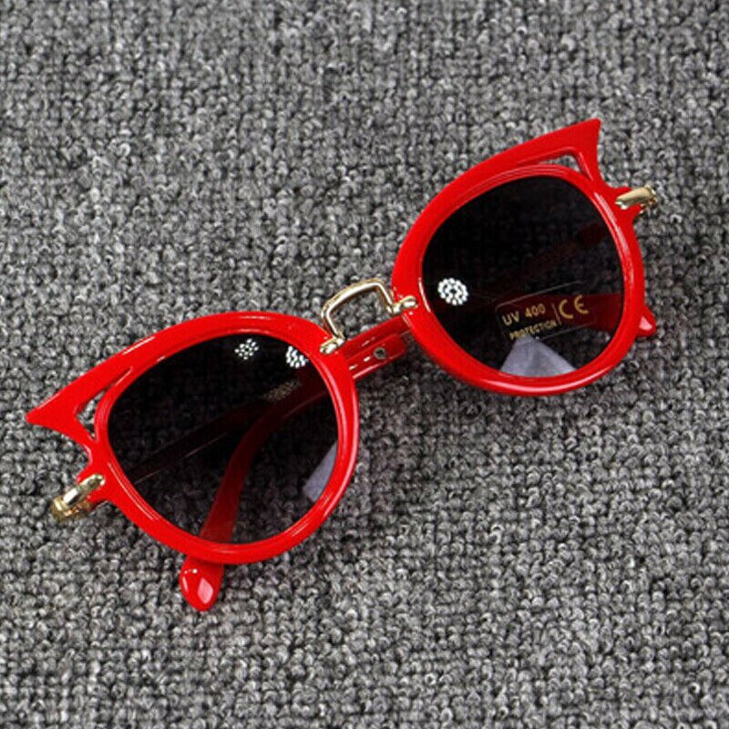 Baby solbriller tilbehør børnebriller dreng pige briller  uv400 beskyttelse udendørs kat solbriller: Rød