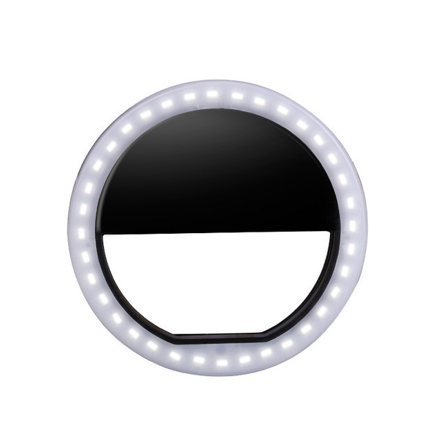 Fill Ring Light Mobile Phone Universal Selfie Lamp Mobile Phone Lens Portable Flash Ring LED Camera Luminous Ring Clip Light: Black 2