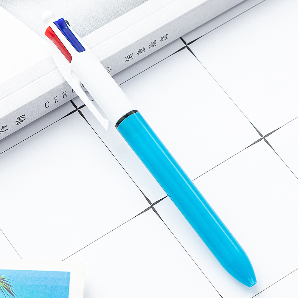 4-kleuren pen Creatieve kleurrijke intrekbare balpennen Multifunctionele pen voor marker schrijfbenodigdheden: Paars