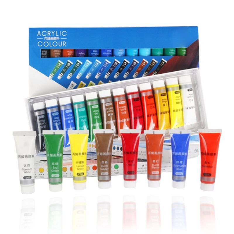 12/24 Colors Acrylic Paints 15ml Wall Paint Tubes Drawing Painting Pigment Hand-painted Wall Paint for Artist DIY