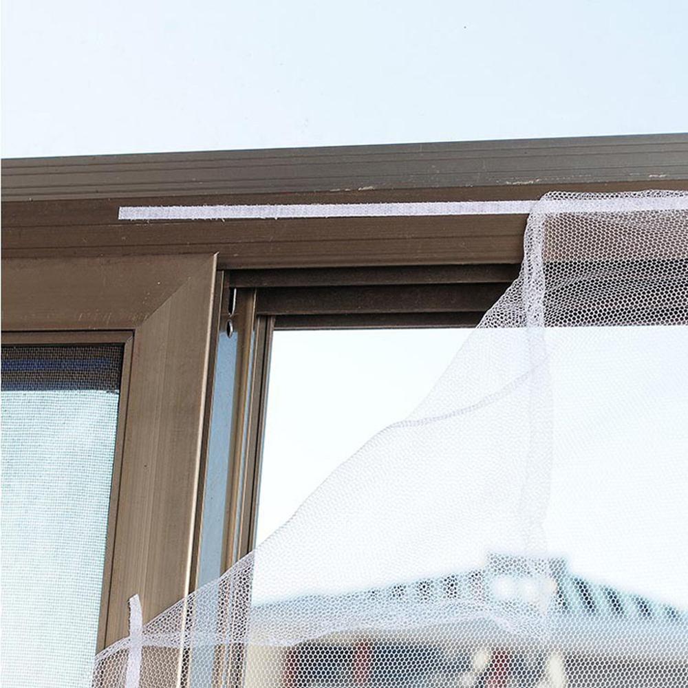 Moustiquaire auto-adhésive pour fenêtre, rideau en maille avec bande adhésive, 130x130cm (blanc)