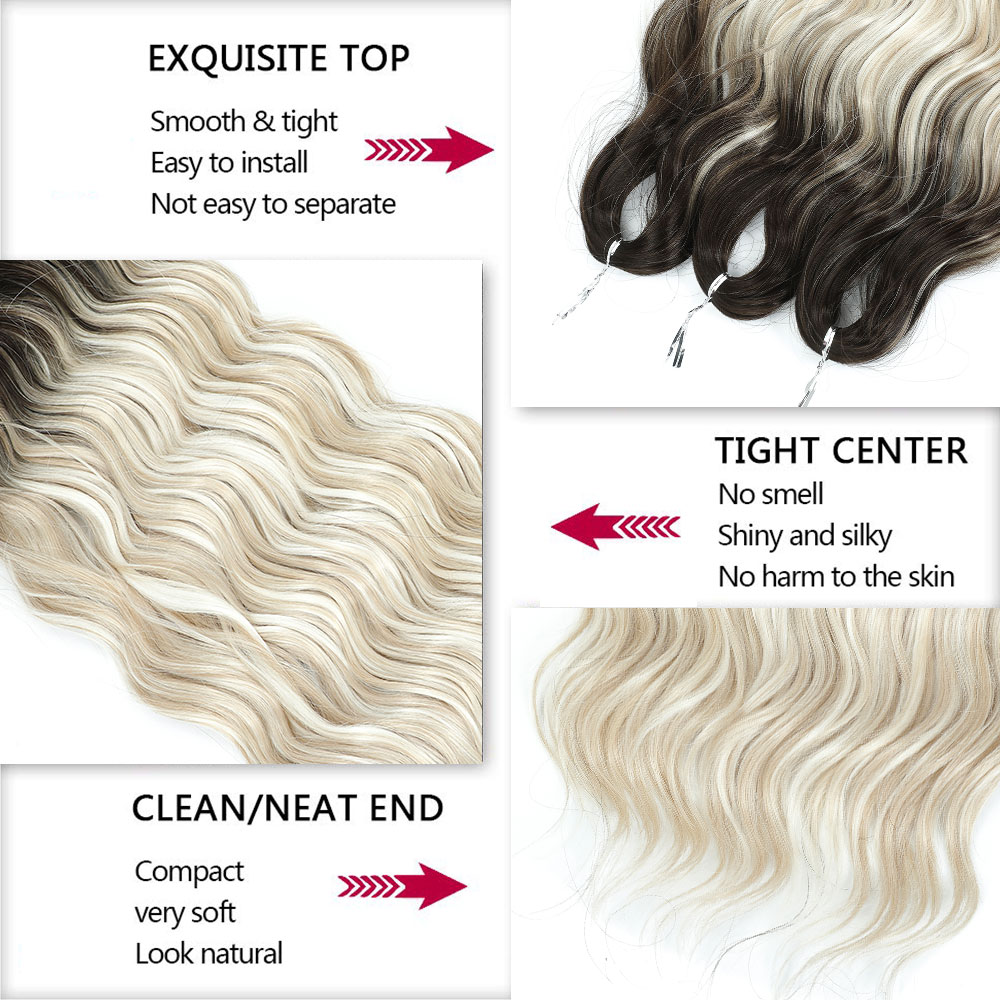 24" ANNA Water Wave Braiding Hair Extensions Synthetic Loose Deep Wave Curly Braid Hair Ombre Brown Rainbow Twist Crochet Hair