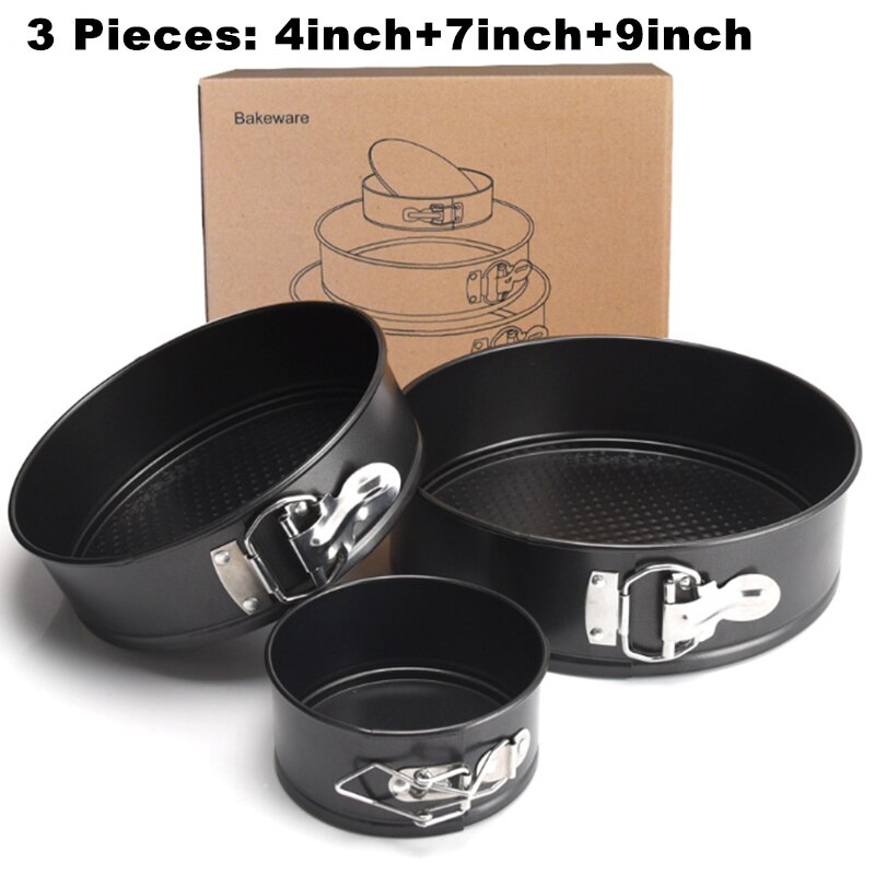 Goldbaking leakproof springform bolo pan antiaderente cheesecake molde removível fundo bolo pan 4/7/9/10 Polegada: 4 7 9 inch 3pcs