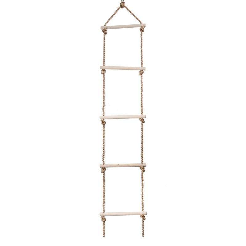 Indoor Outdoor Wooden Rope Ladder Swings Children Climbing Garden Toy Safe Sports Rope Swing Kids Climbing Ropes: 5 Rungs