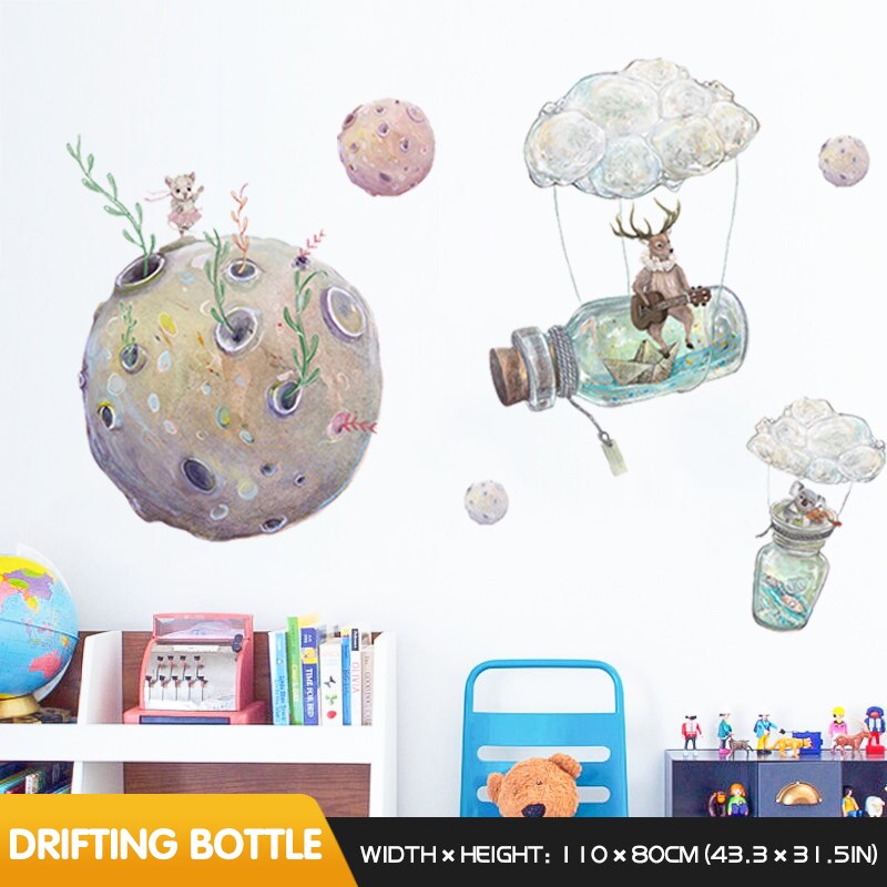 Planeta , decoración de habitación de niños, pegatinas de animales de dibujos animados para pared, pegatina infantil para dormitorio de bebé, autoadhesiva para decoración del hogar: Default Title