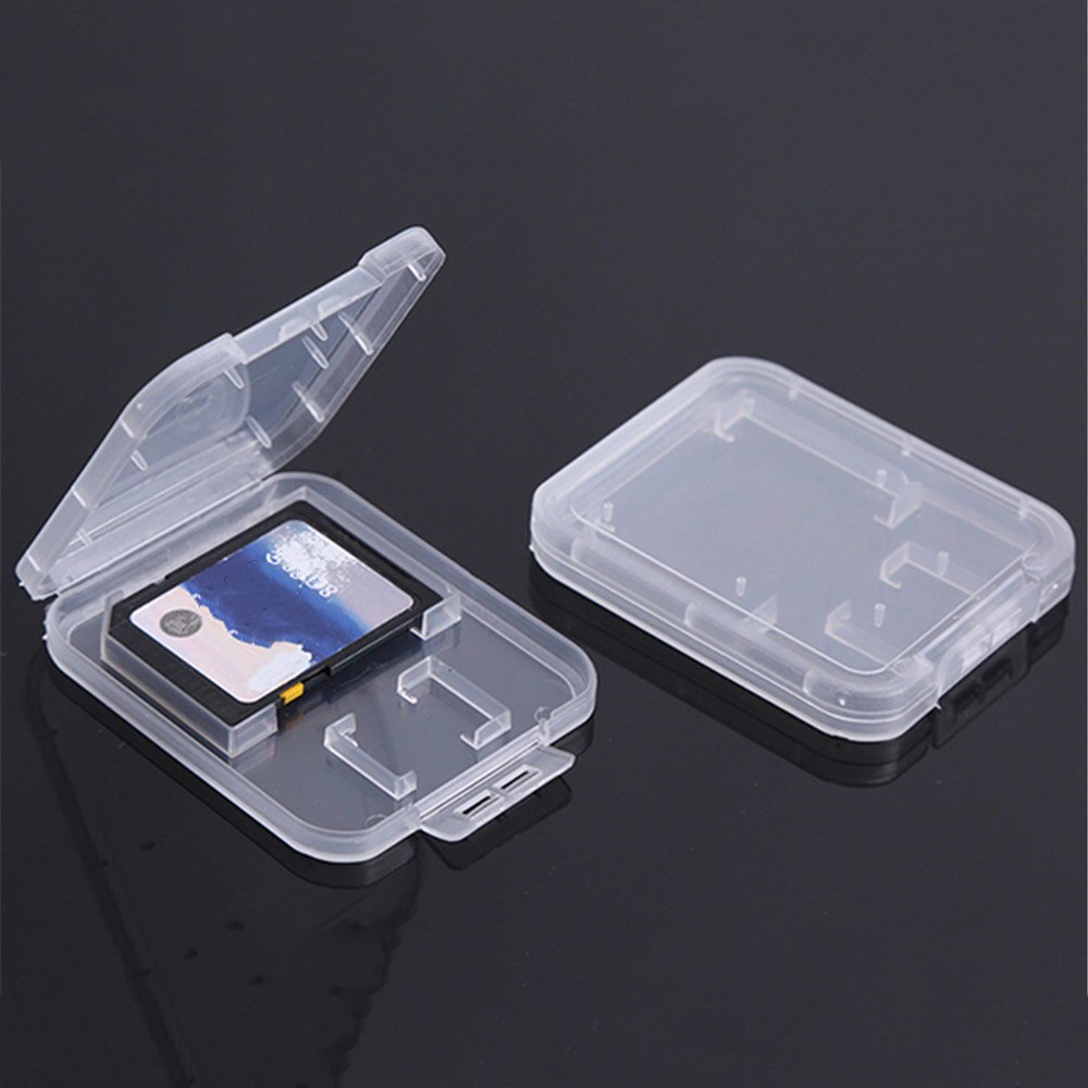 10pcs Mini CuteTransparent Standard SD Card Holder Clear Memory Card Case Portable Plastic SD Card Storage Holder Supplies