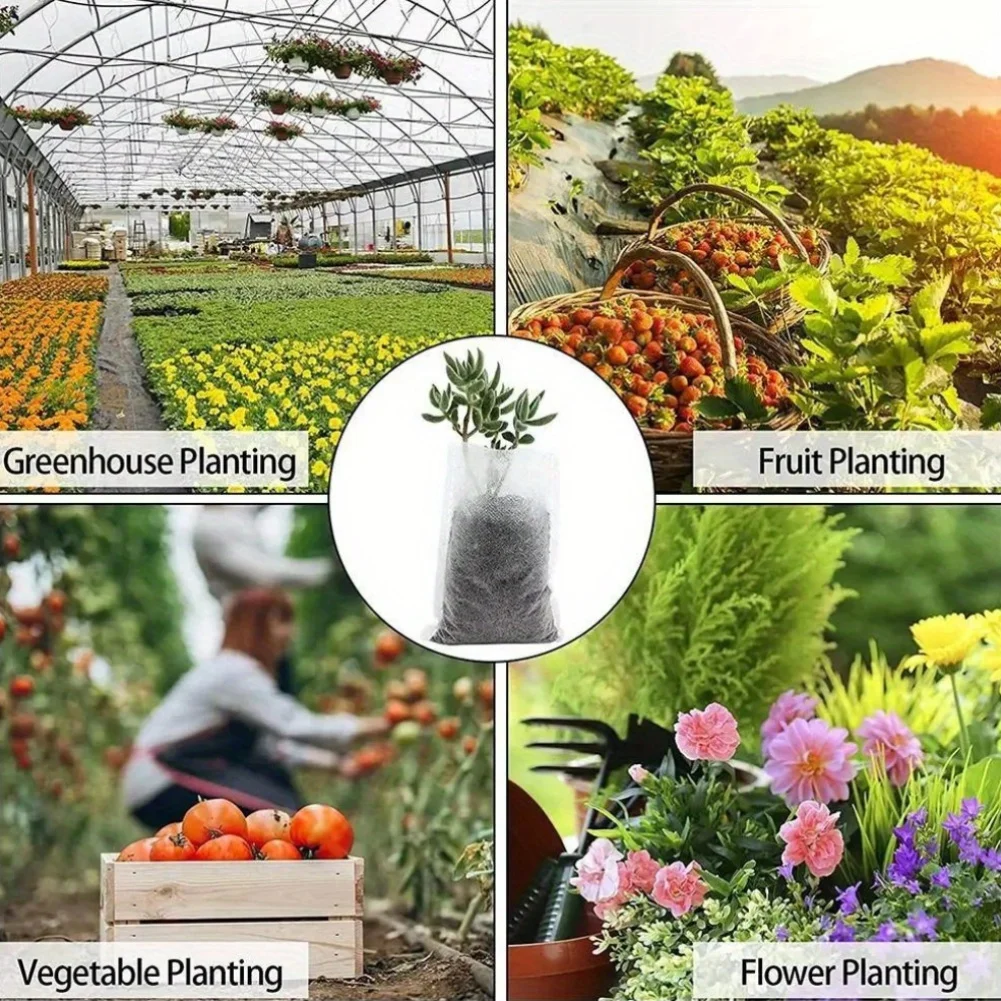 100 Uds. Bolsas biodegradables para vivero de semillas, bolsas para cultivo de plantas no tejidas, bolsa para plantas de macetas de tela, suministros para el jardín del hogar