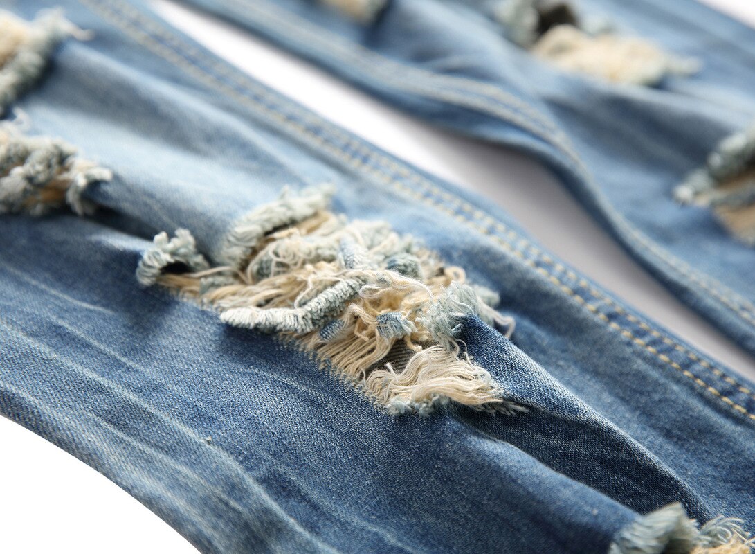 Dant Bulun hommes déchiré jean crayon pantalon trou Long pantalon décontracté déchiré jean Hip Hop vêtements droit Denim pantalon pour homme