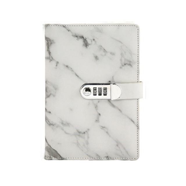 Hasło notatnik marmur tekstura 100 arkuszy osobisty pamiętnik z zamkiem kod gruby notatnik skórzany biuro szkolne notatnik: czarny