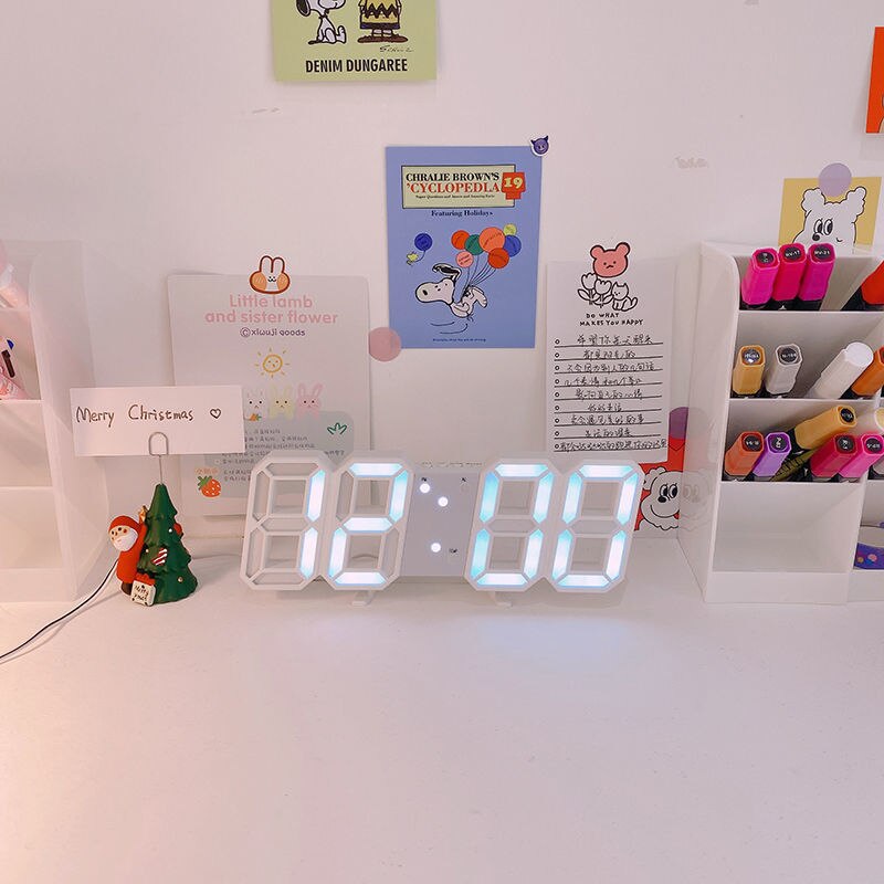 Nordic Digital Alarm Clocks Wall Hanging Watch Snooze Function Table Clock Calendar Thermometer Display Office Electronic Watch