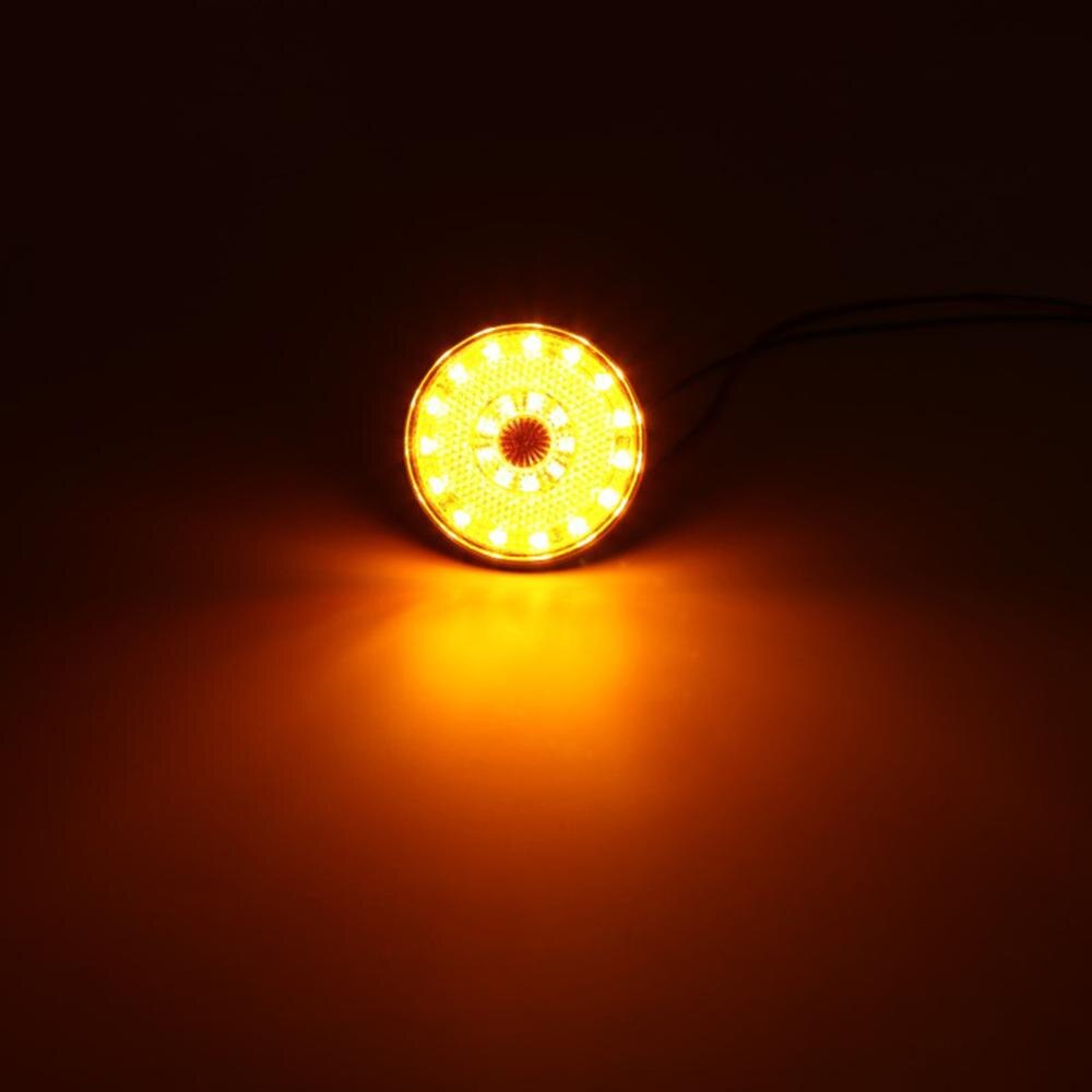 1pc bil varsellys lastebil tilhenger bak hale bremse stopp markeringslys indikator 24 led rund reflektor dobbel farge 12v
