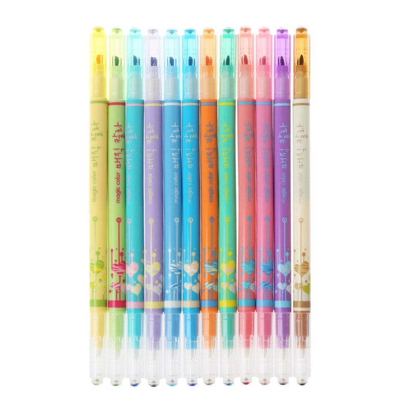 Diamant Markeerstift Dubbele Kleur Veranderen Magische Graffiti Marker Pen School Supply