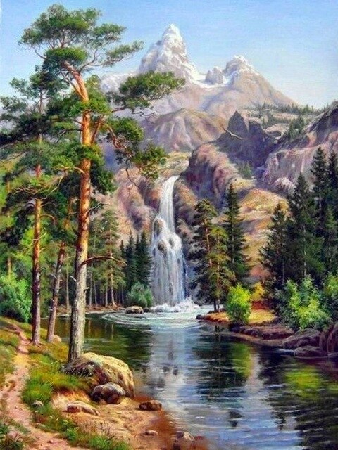 HUACAN Picture By Numbers Waterfall Scenery Drawing On Canvas Paint HandPainted Art Kits DIY Home Decoration: SZHC1-3225