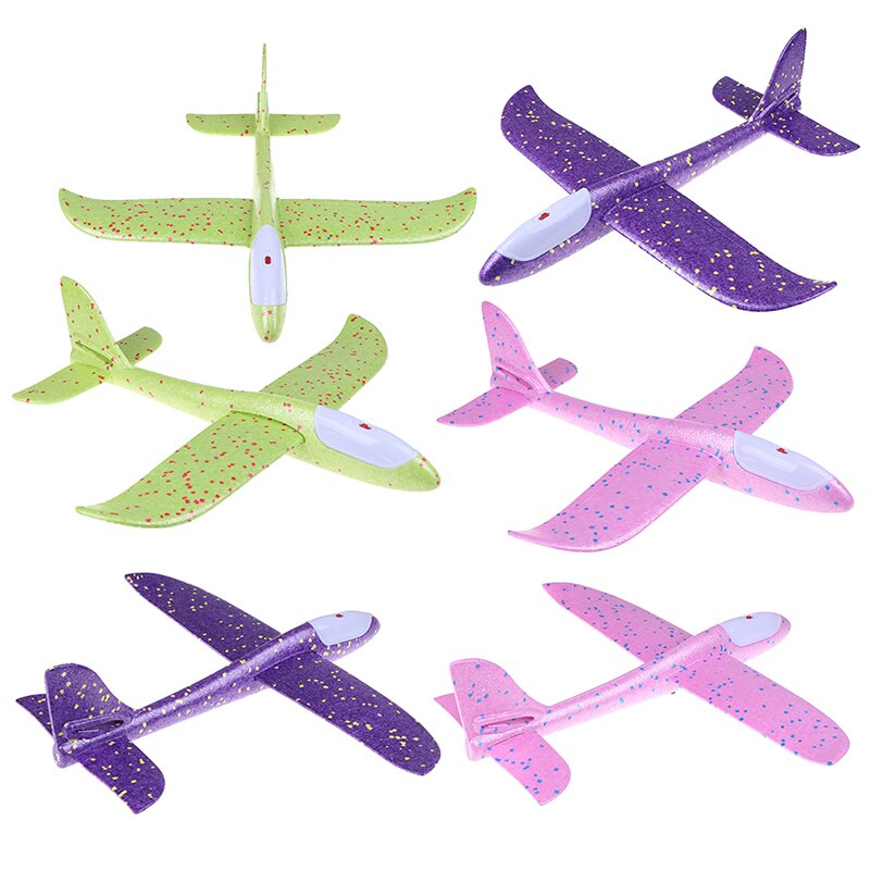 48cm Aircraft Hand Throw Flying Glider Foam Plane LED Light-up Luminous Toys for Children DIY Airplane Model Kids Boys