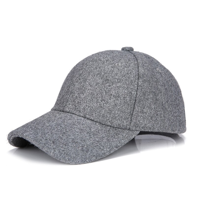 Autumn Winter Unisex Wool Felt Baseball Caps Solid Color Casquette Chapeau Trilby Trucker Hat for Men Women: Gray