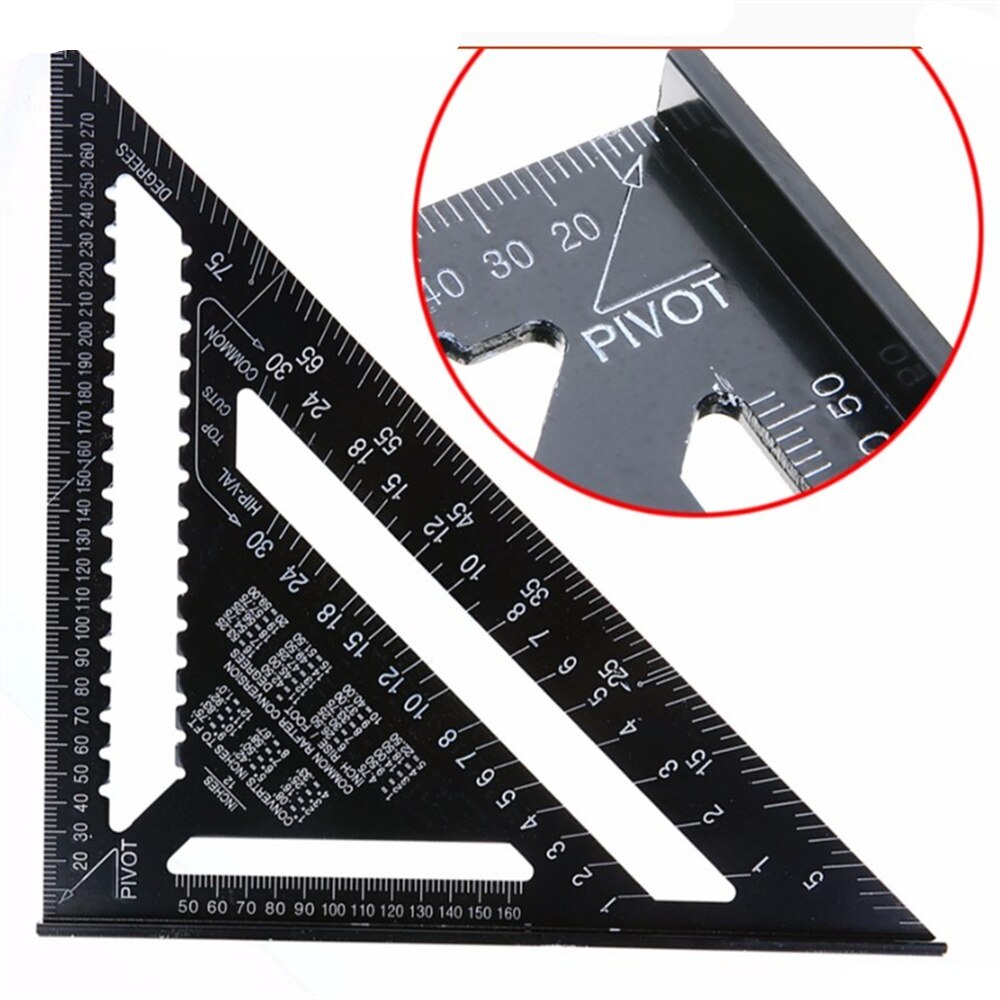 12 Inch Black Tri-square Ruler Aluminium Roofing Rafter Angle Frame for Measuring Carpenter Tools