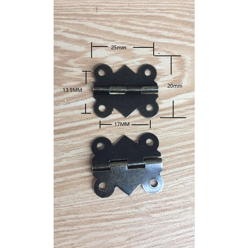 Charnière de porte en métal ton Bronze | 4 trous de charnière papillon Antique, charnière papillon Vintage avec vis, 50 pièces