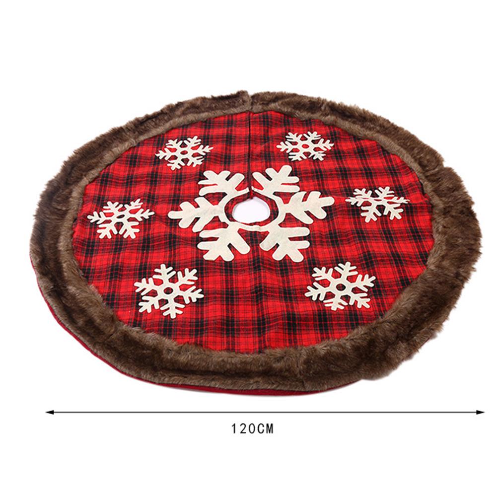 Tela a cuadros roja y negra de 120cm, borde de lana Artificial, decoración de falda para árbol de Navidad