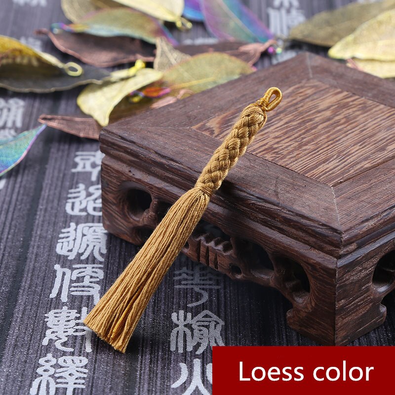 5PCS Mini Hemp Flower Tassel Jewelry Curtain Garments Decorative Accessories DIY Key Cell Phone Bag Fringe Trim Tassels Pendant: Loess color