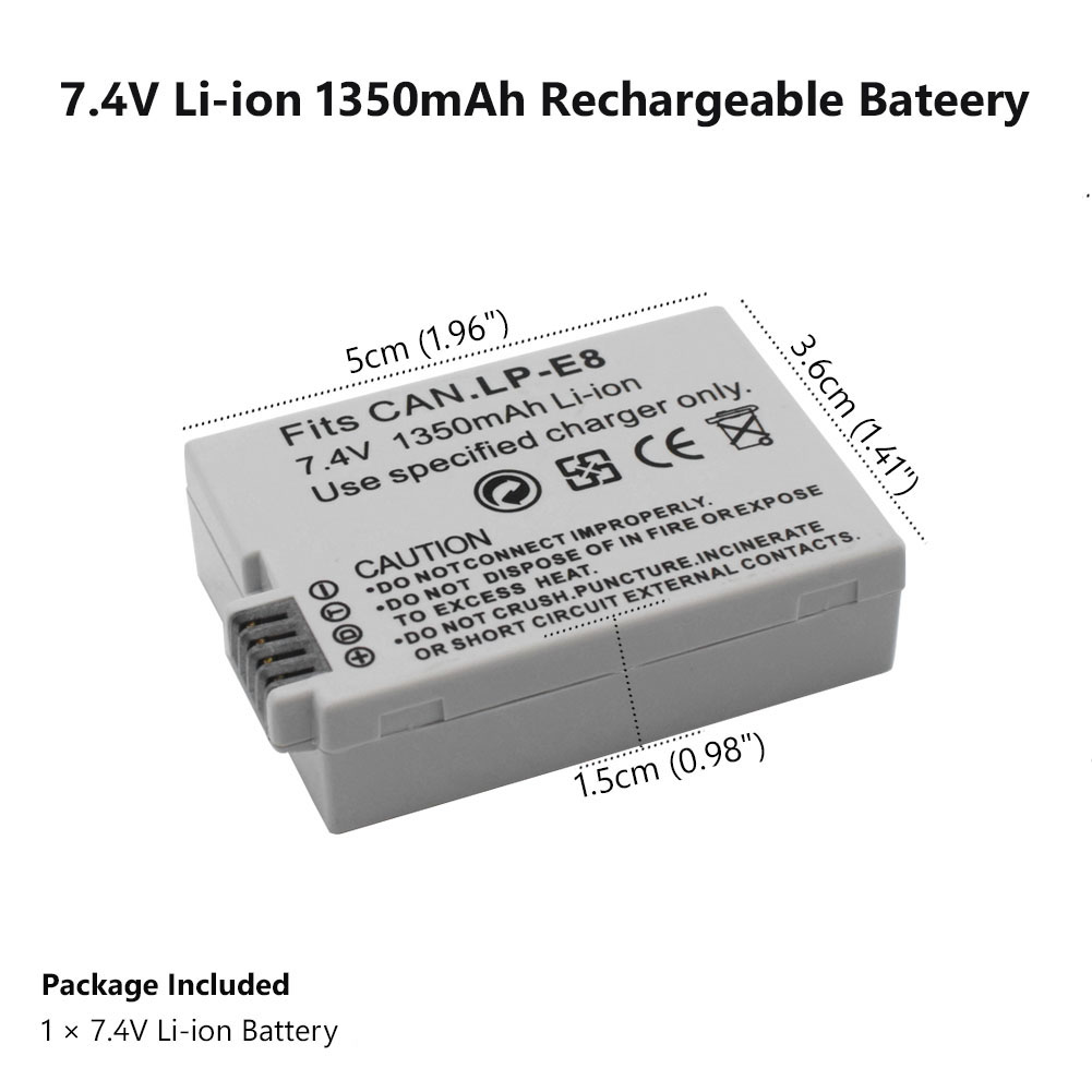 LP-E8 Bateria Batteries For Canon 7.4V 1350mAh Lithium ion Rechargeable Digital Battery EOS EOS Kiss X4 X5 X6i X7i T2i T3i