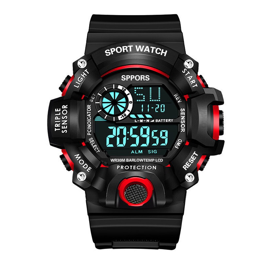 Honhx Horloges Outdoor Sport Horloge Mannen Multifunctionele Horloges Waterdichte Digitale Horloge Relogio Masculino # P40: Rood