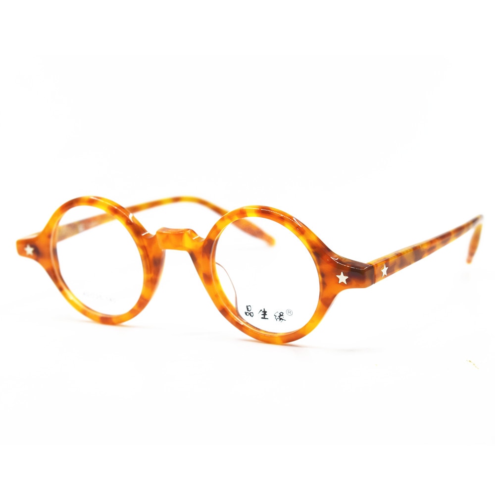 Håndlavede vintage små runde 40mm skildpadde brillerammer fuld kant acetat rx stand briller briller
