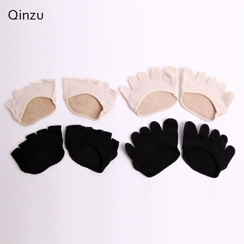 3pairs/lot Half-foot Socks Woman Five-finger Summer Cotton Invisible Socks High-heeled Ladies Breathable Sweat-absorption MKG543