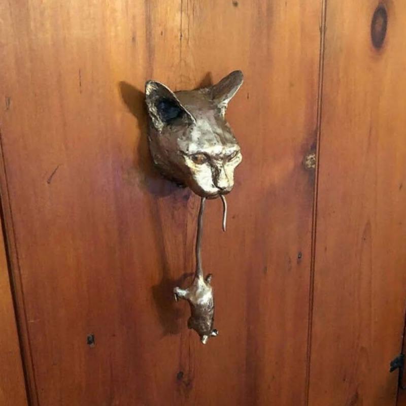 Tuin Tuin Decor Kat En Muis Deurklopper Of Muur Hars Ornament Roestig Bruin Gietijzeren