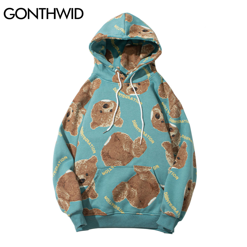 Gonthwid Hooded Sweatshirts Hip Hop Beer Print Fleece Hoodies Streetwear Heren Harajuku Casual Punk Rock Gothic Tops Uitloper Jas