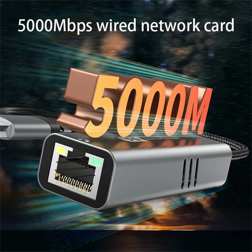5000Mbps Wired Network Card Adapter USB Type-C to RJ45 Adapter 5G 2.5G Wired Network Card Converter HUB For Laptop Win 7/8/10