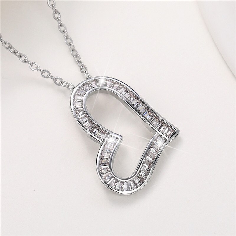 Huitan Vrouwen Liefde Ketting Met Aaa Crystal Zirconia Engagement Bruiloft Accessoires Sieraden: XL240