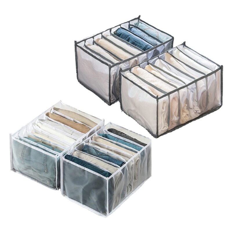 Drawer Organizer and Dresser with Compartments for Jeans Closet Clothes Mesh Separation Box Stackable Drawer for Pants