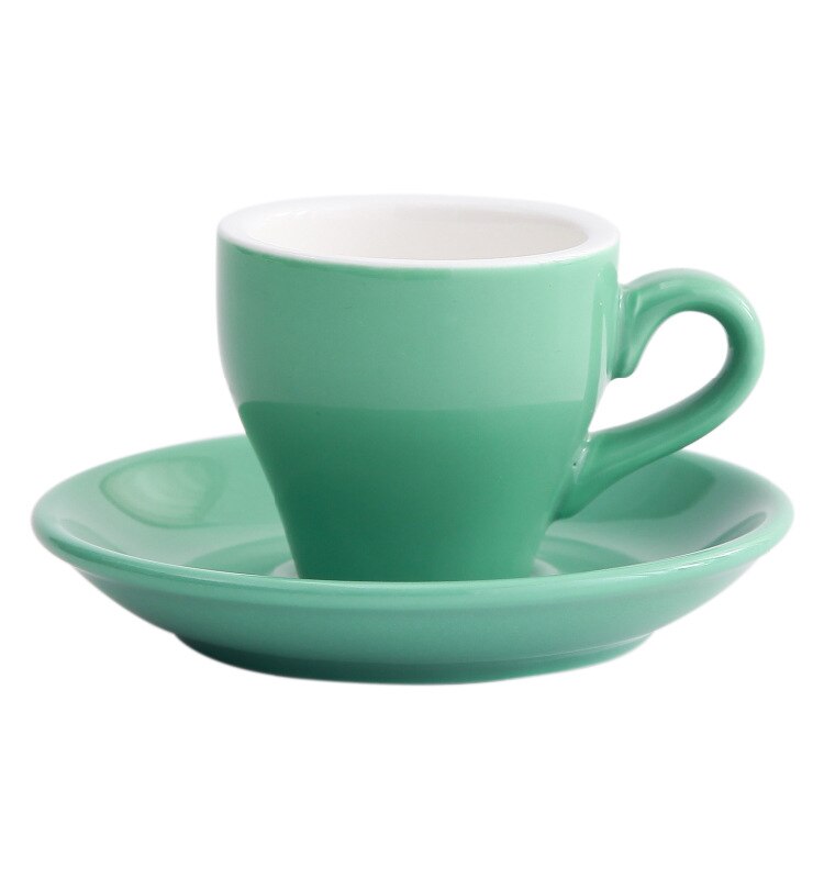 Godteri farge ekspresso kopp og tallerken fargerike 80ml kaffesett italienske amerikanske kaffekopper: Grønn