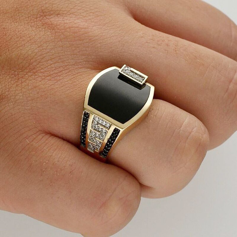 Gold Colors Hip Hop Ring for Men Punk Style Inlaid Zircon Party Punk Motor Biker Rings Jewelry Accessories