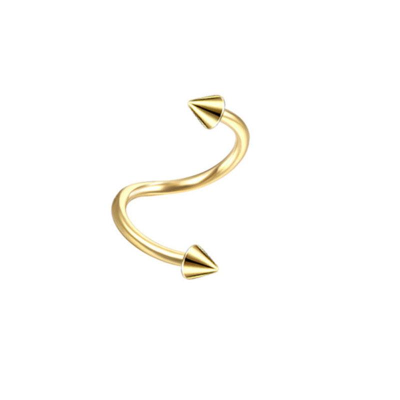 1/2 stücke S Form Nase Ring Edelstahl Bar Spirale Twister Tragus Ohr Piercing Helix Körper Schmuck Piercing ohr: gold taper