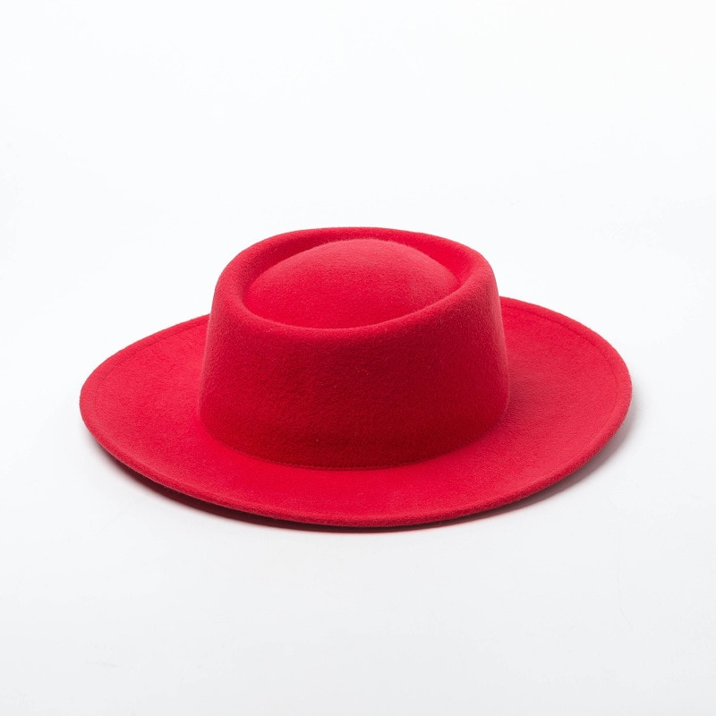 Ring flad top uld filt hat damer konkav form rejse filt hat 8 farve