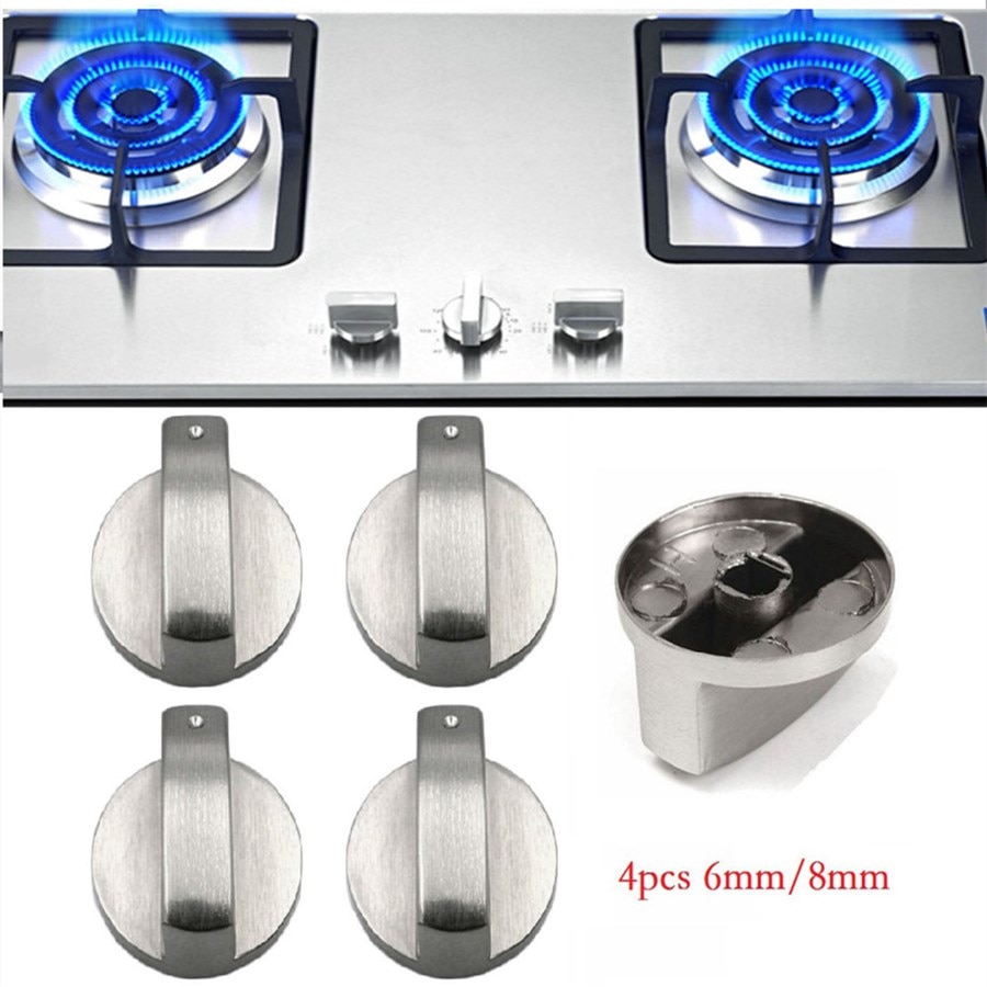 4 Uds. Estufa de Gas de adaptadores para, de aleación de Zinc, interruptor de horno, cerraduras de Control de superficie de cocina, piezas de utensilios de cocina, Gadget de cocina de 6mm/8mm