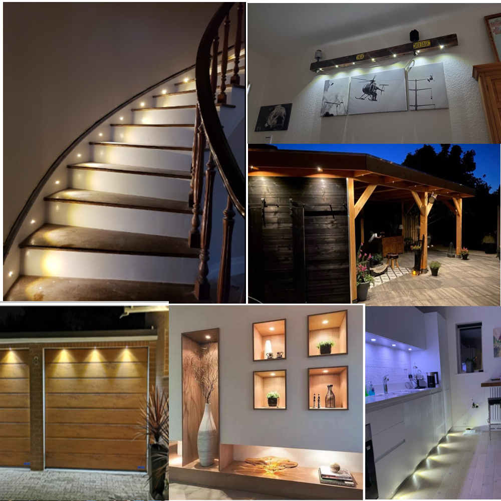 Mini foco de 1W IP65, 15mm, luces LED empotradas, luz empotrable de techo de 12V, lámpara de puntos para armario de escalera con transformador de 110V-220V