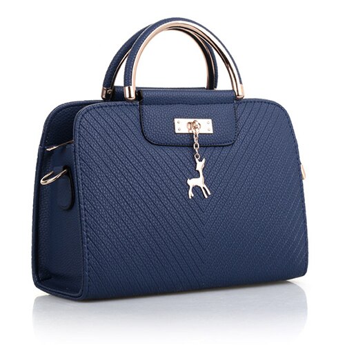 ACELURE Small Handbags Purse Women PU Leather High Capacity Shoulder Bags Casual Totes Deer Decor Top-handle Bags: Blue