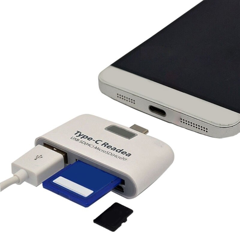 066A czytnik kart USB typu C Hub 4 w 1 USB Adapter rozdzielacz z porty USB 2.0, jeden SD i gniazdo karty TF i Micro USB dla mac Book Pro