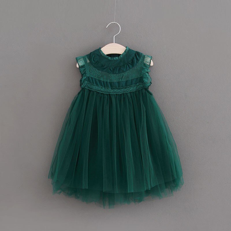 ¡Novedad del ! vestido verde tutú de encaje de verano para niñas, ropa encantadora sin mangas para niños, rojo/Verde/Beige/marrón