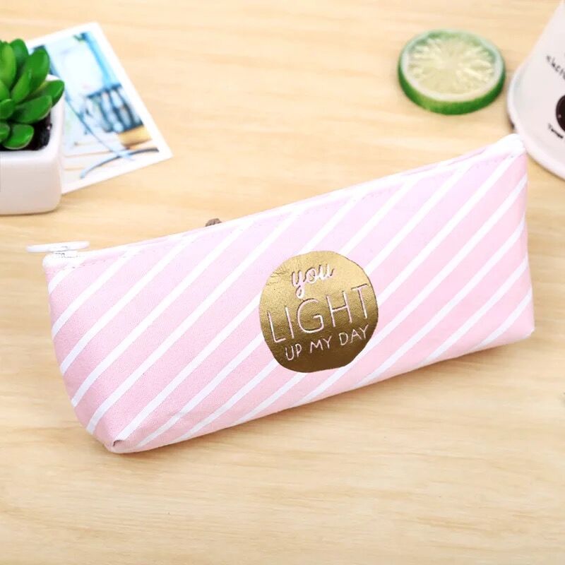 Pink canvas pencil case large capacity Kawaii pen case for girls school Pencil cases student stationery box cute Storage bag: B1