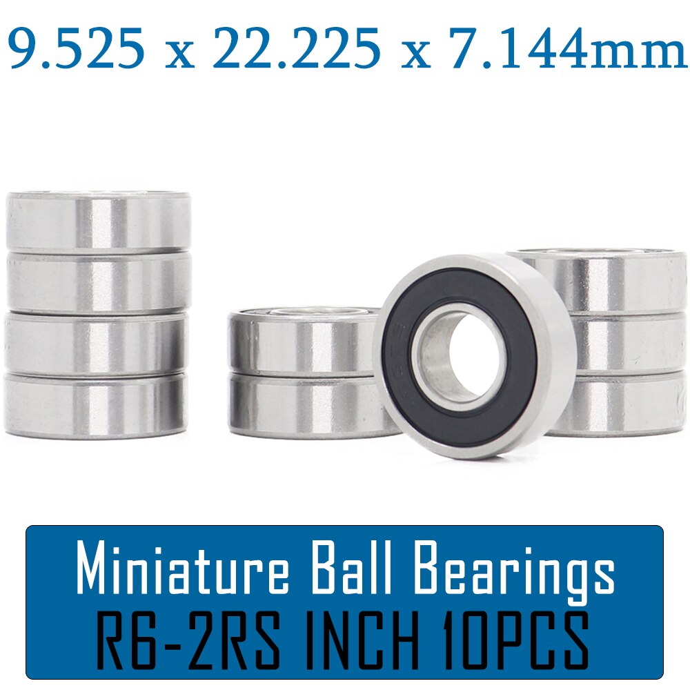 Roulements à billes miniatures R6 2RS, 9.525x22.225x7.144mm, 10 pièces