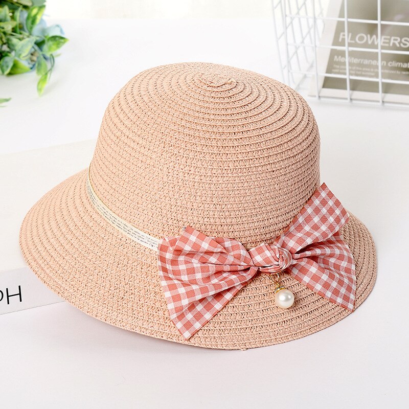 Hatt pilbåge pärla stor brätte halm barns sommar solresor: D